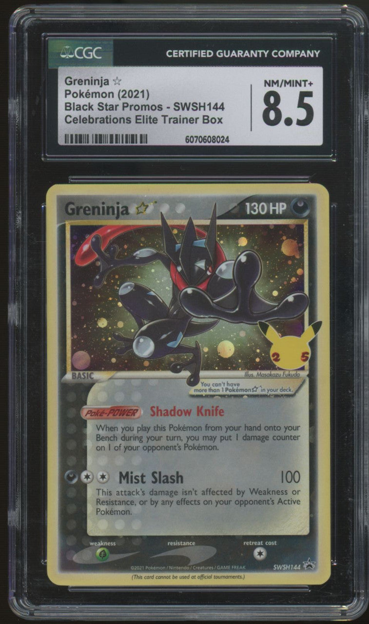 2021 Pokemon Greninja Gold Star Celebrations ETB Promo #SWSH144 CGC 8.5