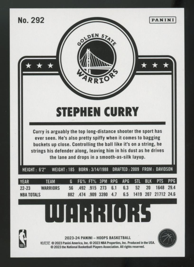 2023-24 Panini Hoops Stephen Curry Silver Tribute /199 #292