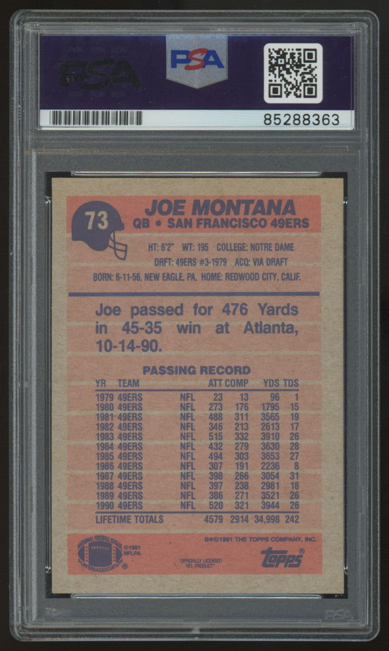 1991 Topps Joe Montana Signed Auto PSA/DNA Certified Authentic #73