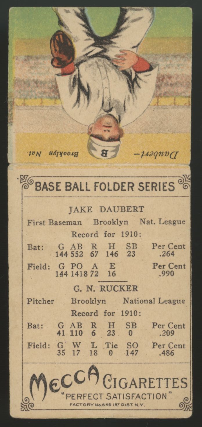1911 T201 Mecca Double Folders Nap Rucker/Jake Daubert VG