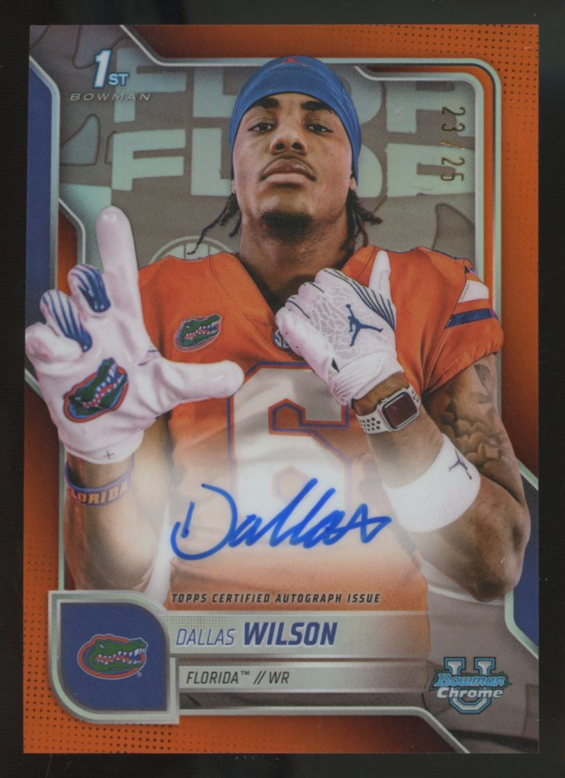 2025 Bowman Chrome U Dallas Wilson 1st Orange Refractor Auto /25 #BCA-DWI