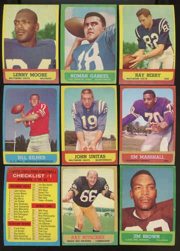 1963 Topps Football Near Complete Set (167/170) VG-EX+