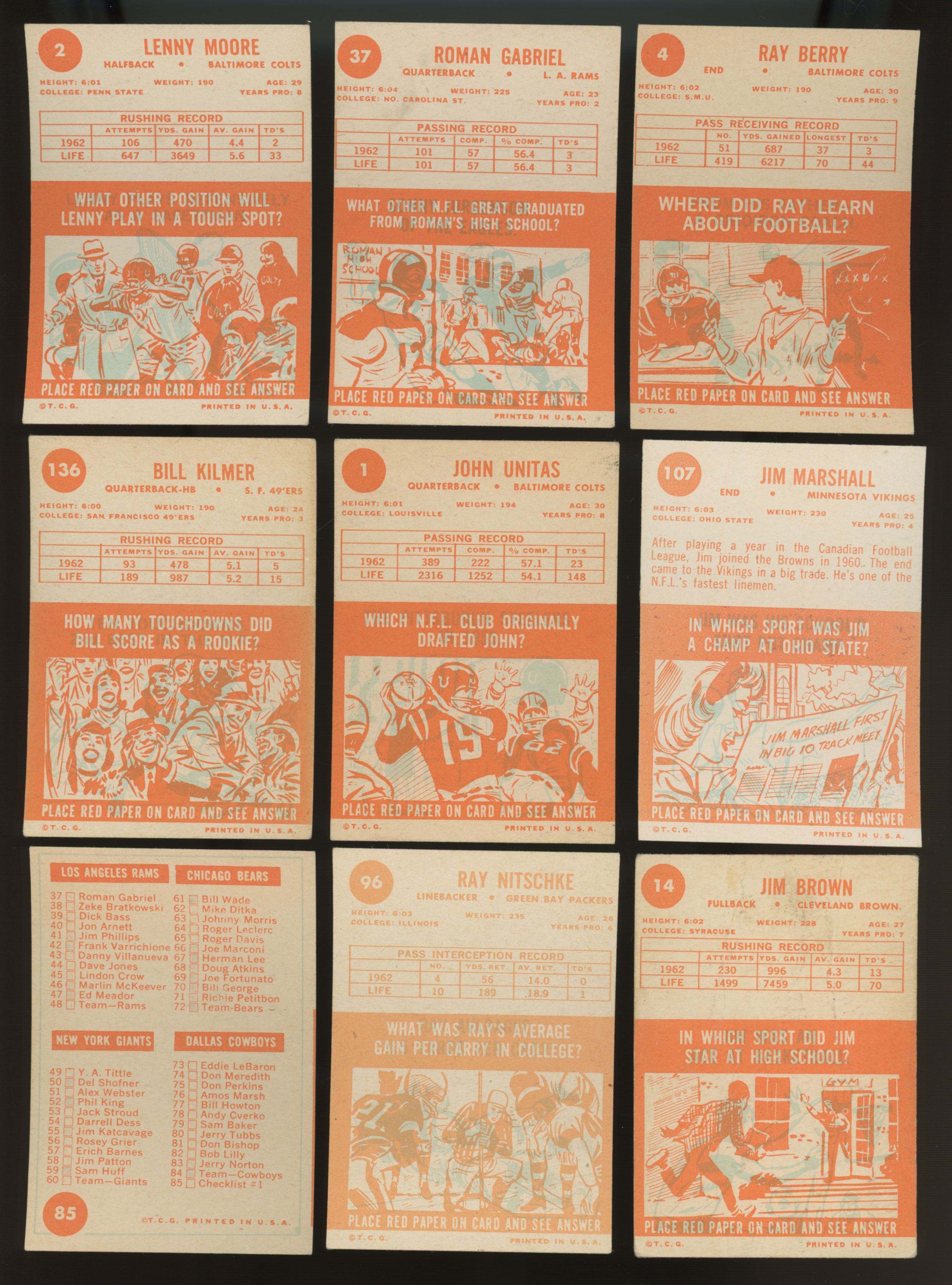 1963 Topps Football Near Complete Set (167/170) VG-EX+