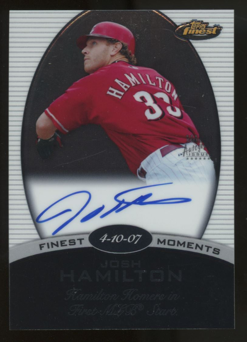 2008 Topps Finest Josh Hamilton Moments Auto #FMA-JH "C"