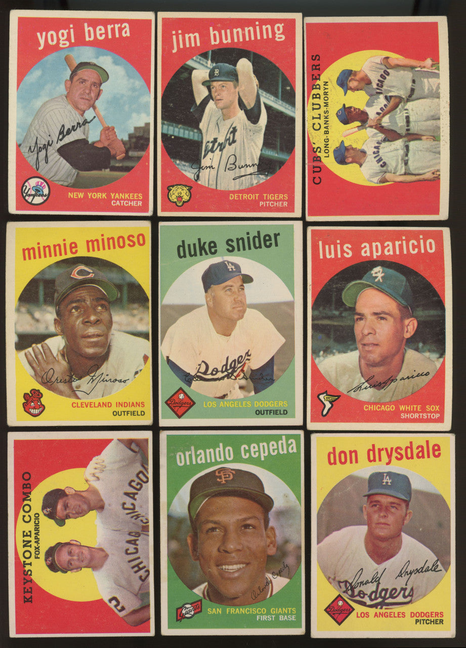 1959 Topps Baseball Near Complete Set 531/572 VG Overall