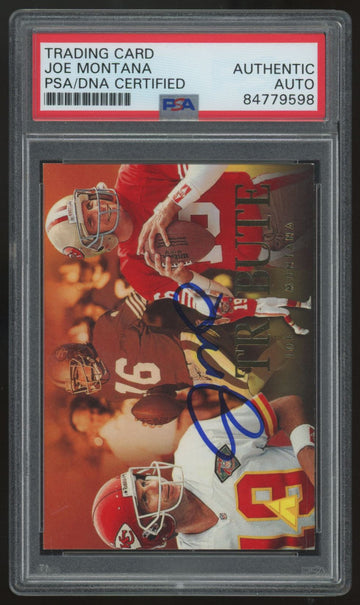 1995 Pinnacle Joe Montana Tribute Signed Auto PSA/DNA Certified Authentic #193