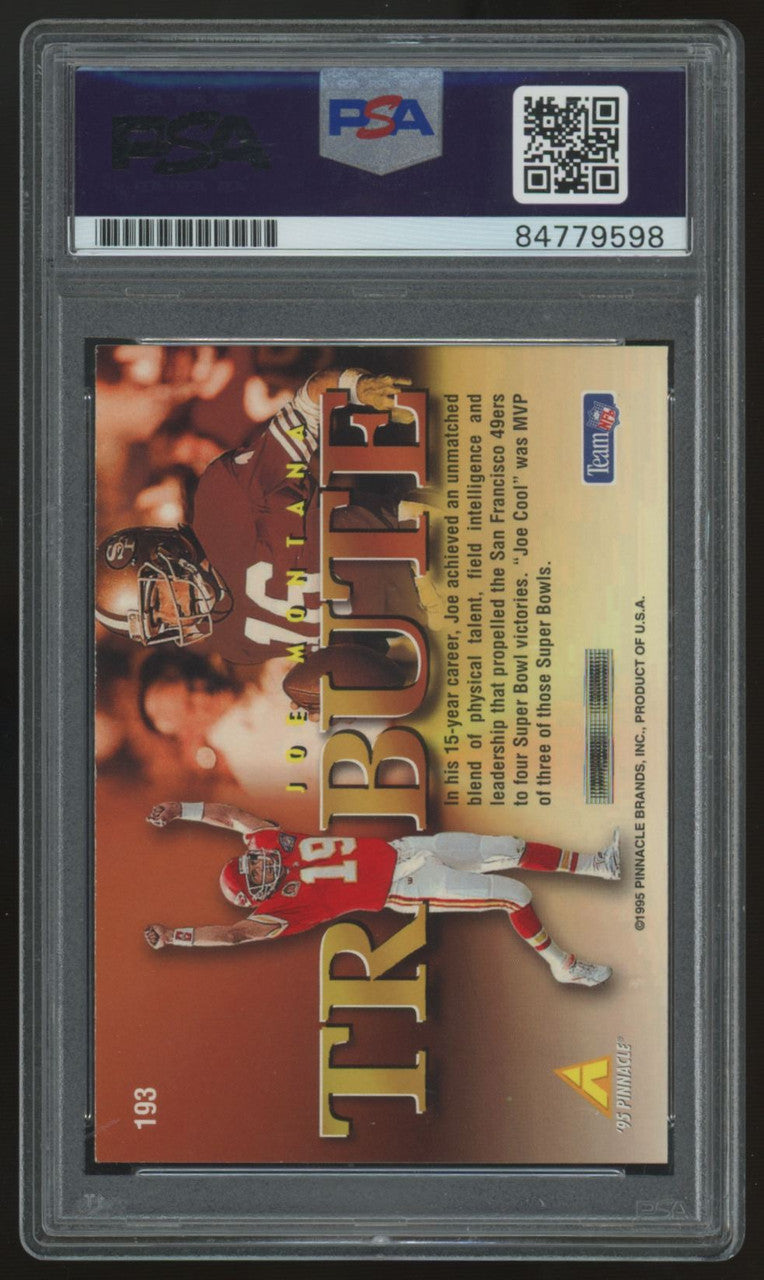 1995 Pinnacle Joe Montana Tribute Signed Auto PSA/DNA Certified Authentic #193