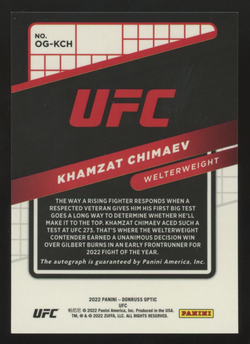 2022 Panini Donruss Optic UFC Khamzat Chimaev Opti-Graphs Auto #OG-KCH