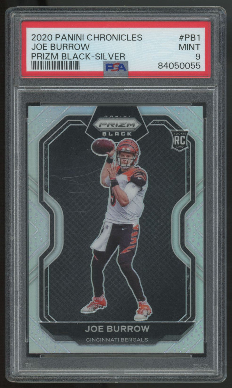 2020 Panini Chronicles Prizm Black Joe Burrow RC Silver #PB-1 PSA 9