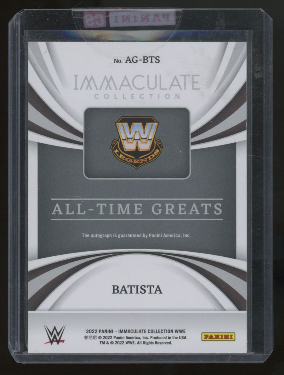 2022 Immaculate WWE Batistsa All Time Greats Auto /99 #AG-BTS