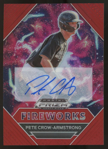 2020 Prizm Draft Picks Pete Crow-Armstrong Red Fireworks Auto /50