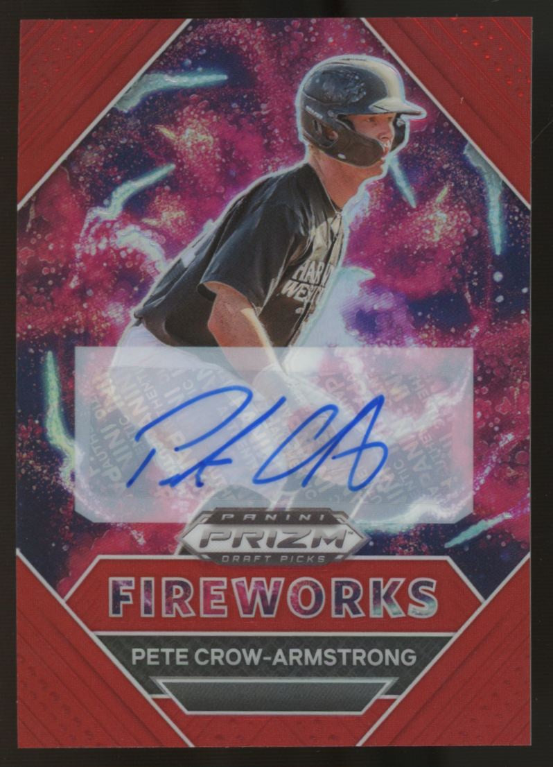 2020 Prizm Draft Picks Pete Crow-Armstrong Red Fireworks Auto /50