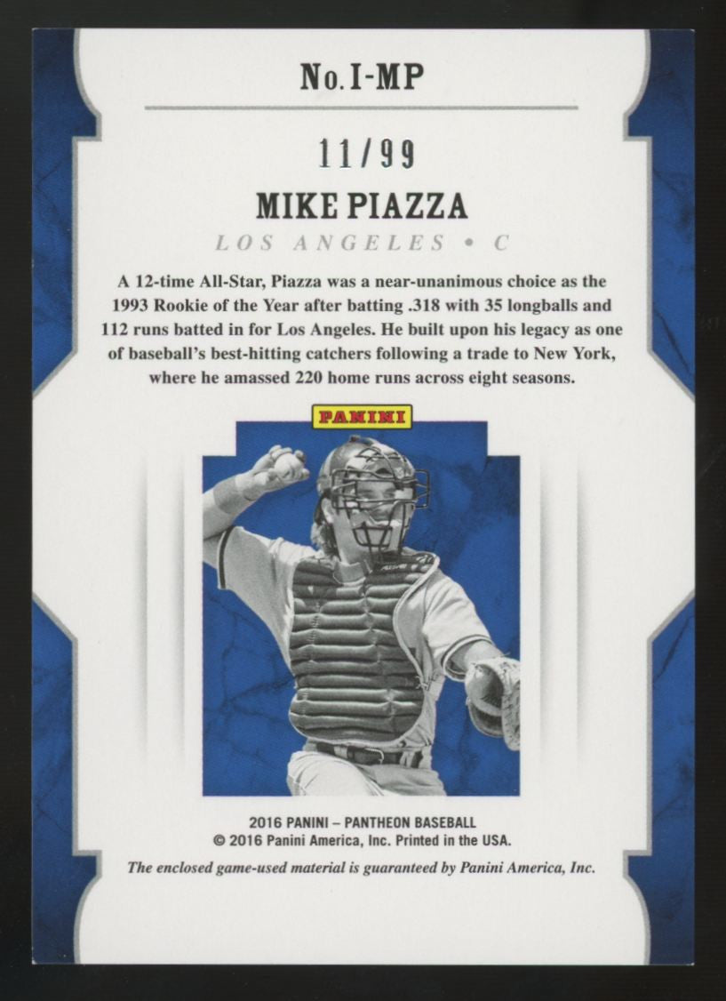 2016 Panini Pantheon Mike Piazza Immortals HOF Class of '16 Patch /99 #I-MP