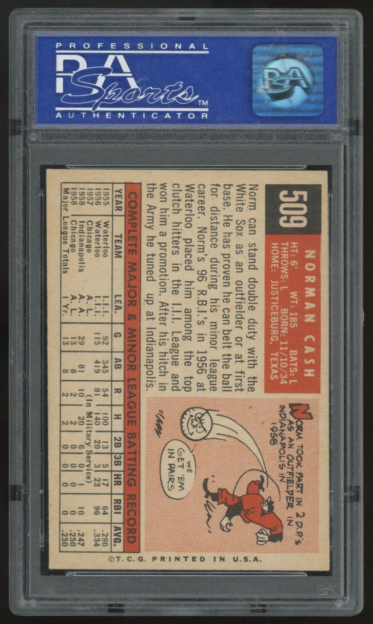 1959 Topps Norm Cash RC #509 PSA 7