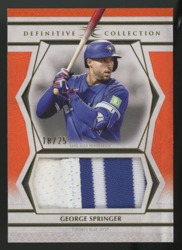 2025 Topps Definitive George Springer Orange Jumbo Patch Relic /25 #DJRC-GS