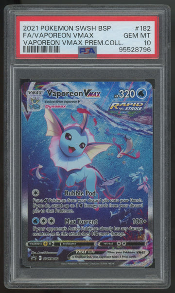 2021 Pokemon Vaporeon VMax Premium Collection Promo #182 PSA 10