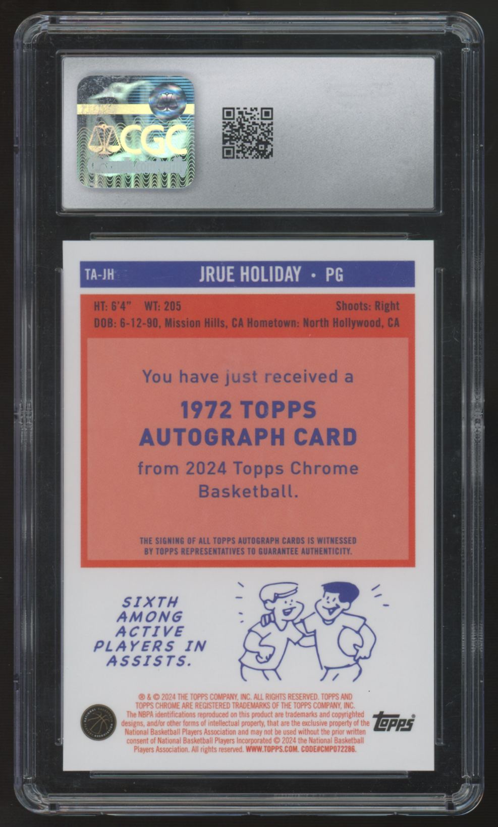 2023-24 Topps Chrome Jrue Holiday 1972 Orange Geometric Auto /25 CGC 10 10