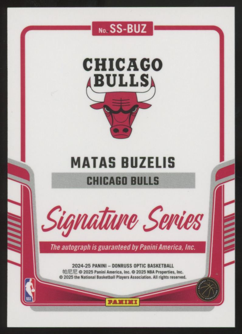 2024-25 Donruss Optic Matas Buzelis RC Signature Series Auto #SS-BUZ