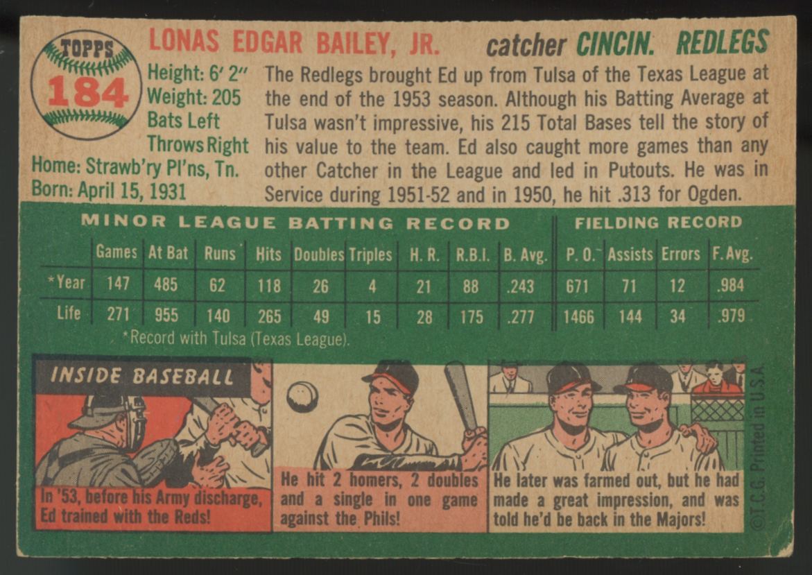 1954 Topps Ed Bailey #184 EX