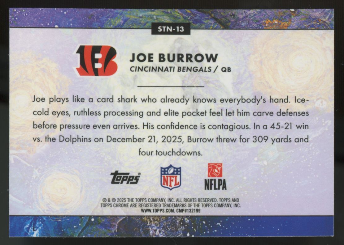2025 Topps Chrome Cosmic Joe Burrow Stars In The Night #STN-13