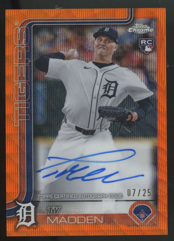 2025 Topps Chrome Ty Madden RC Orange Wave Auto /25 #RA-TM