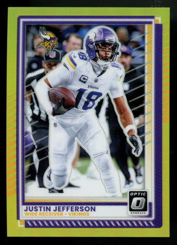 2025 Panini Donruss Optic Justin Jefferson Neon Yellow Prizm /15 #164