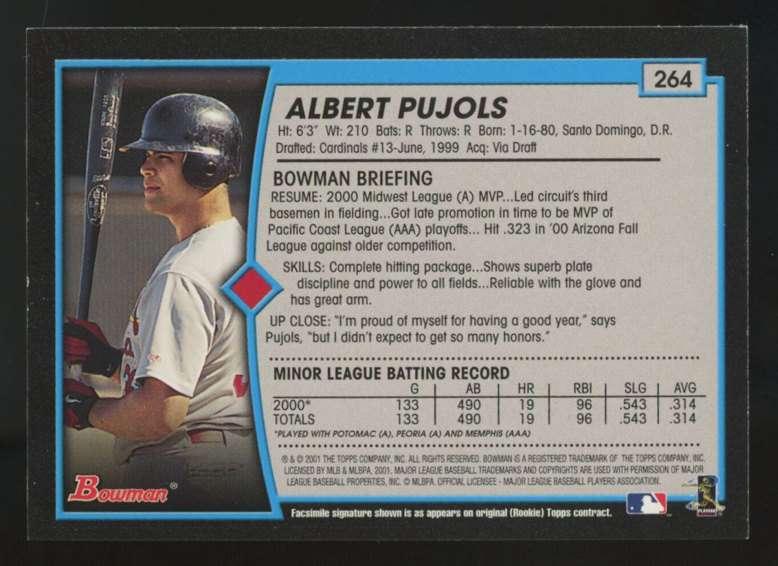 2001 Bowman Albert Pujols RC Gold #264 NM-MT