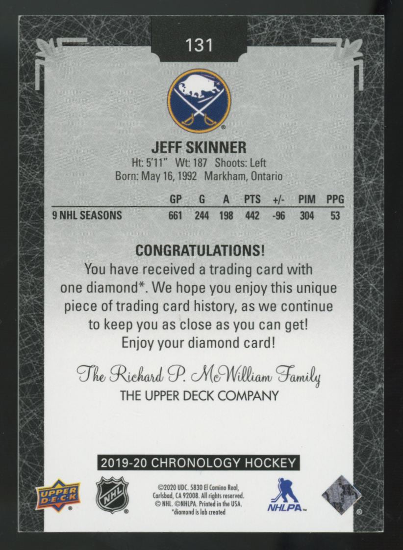 2019-20 Upper Deck Chronology Jeff Skinner Diamond Relic /9 #131