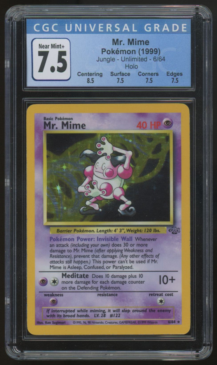 1999 Pokemon Mr. Mime Jungle Unlimited Holo #6 CGC 7.5
