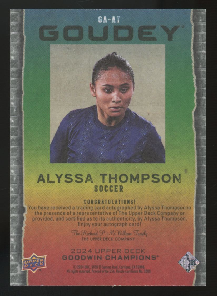 2024 Upper Deck Goodwin Champions Alyssa Thompson Goudey Auto #GA-AT