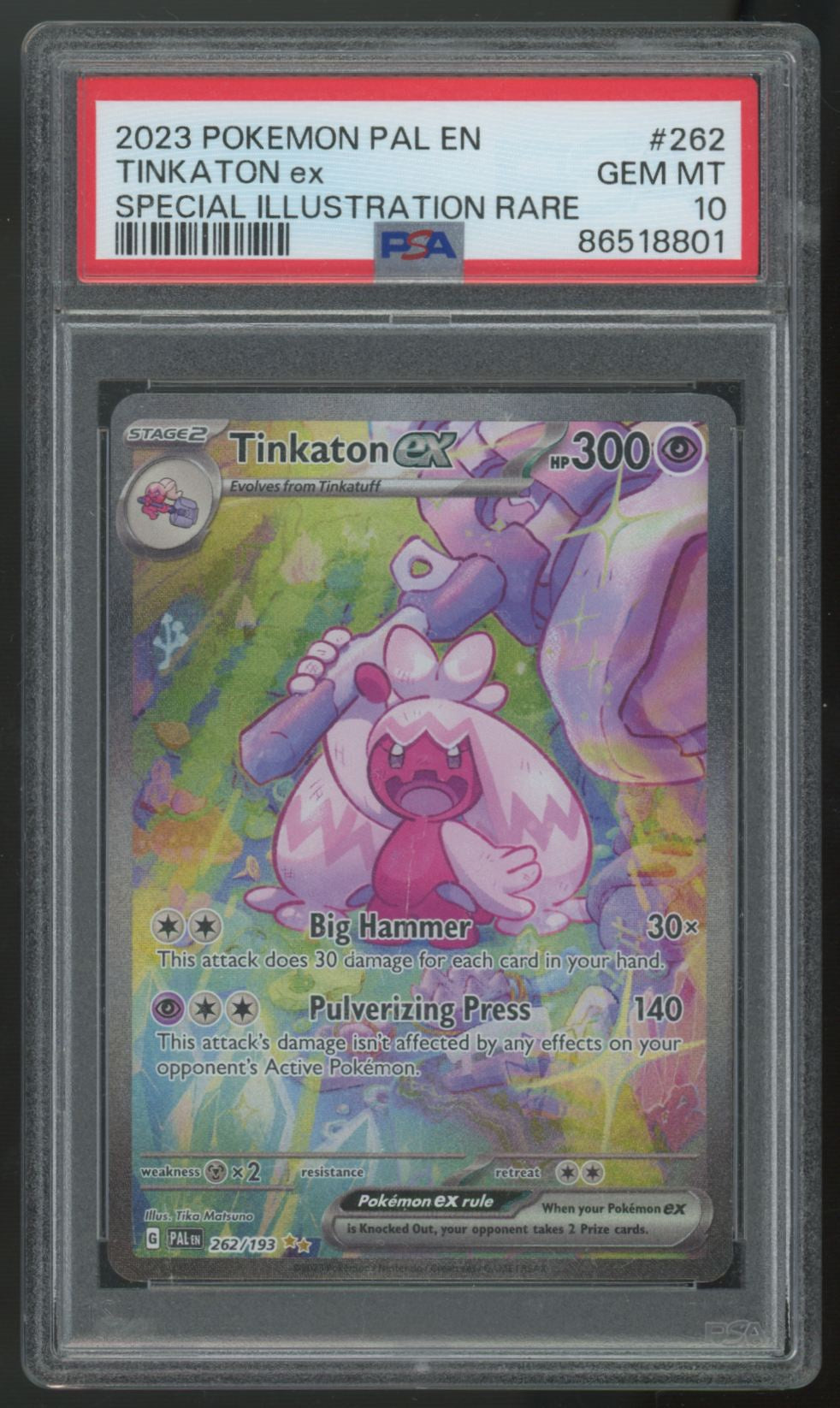 2023 Pokemon Tinkaton ex Paldea Evolved Special Illustration Rare #262 PSA 10