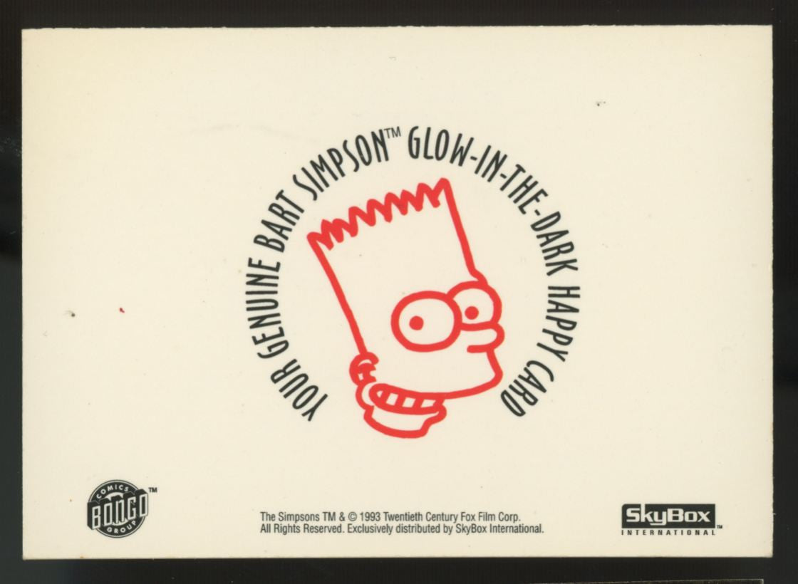 1993 Skybox Simpsons TV Glow-In-The-Dark Card