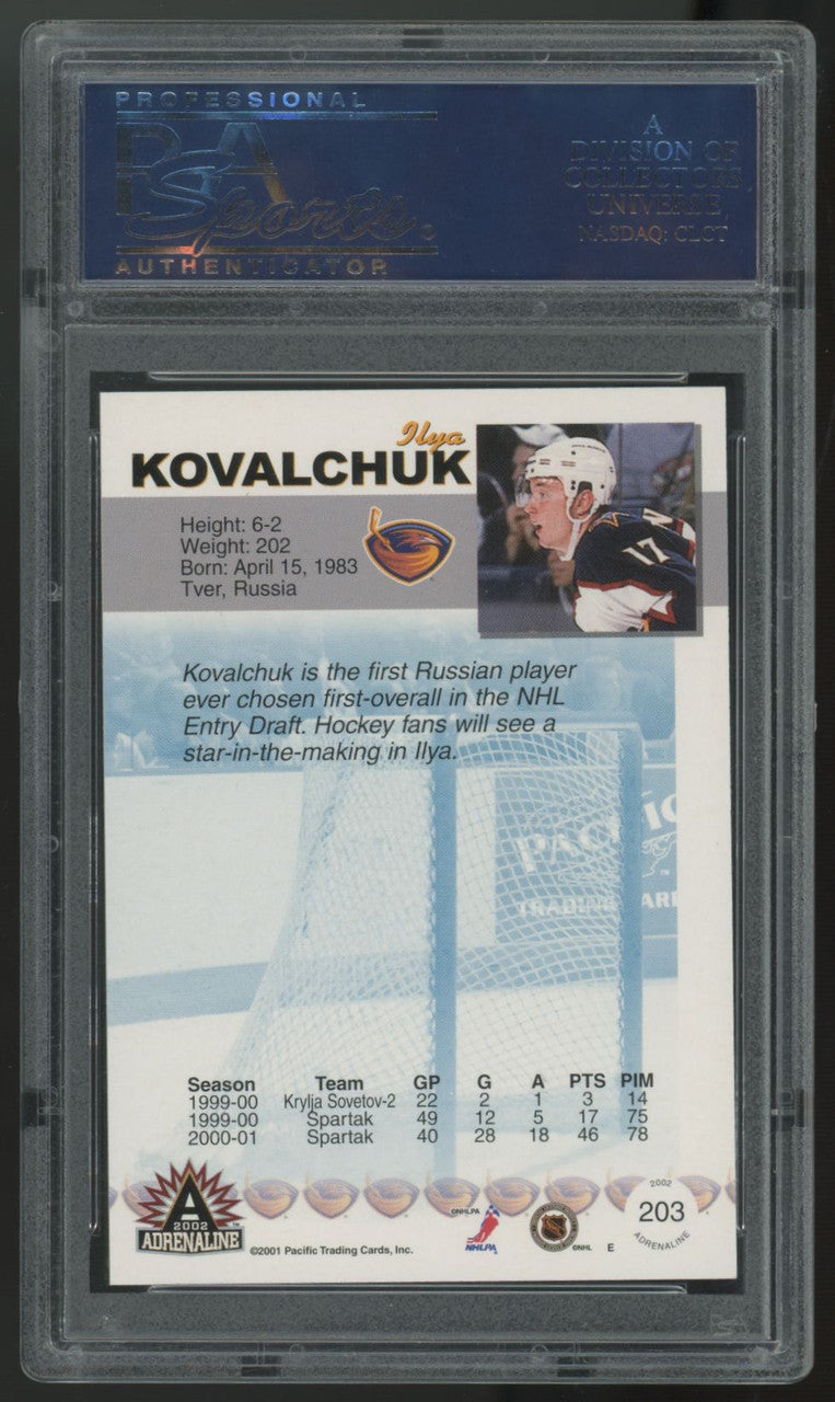 2001-02 Pacific Adrenaline Ilya Kovalchuk RC Auto /500 #203 PSA 10