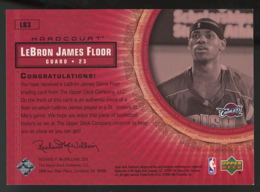 2003-04 Upper Deck Hardcourt LeBron James RC Floor Relic #LB3