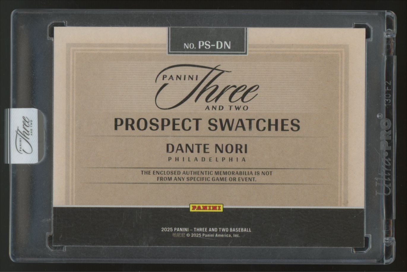 2025 Panini Three And Two Dante Nori Prospect Swatches Full Count Patch /32