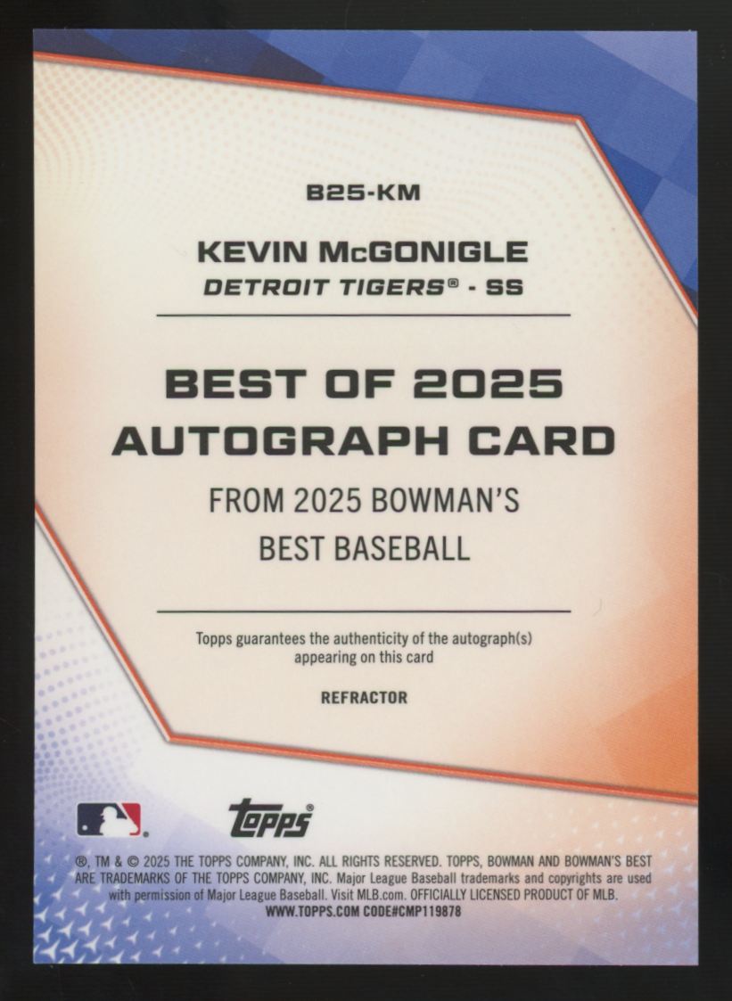 2025 Bowman's Best Kevin McGonigle Best Of '25 Auto Refractor #B25-KM