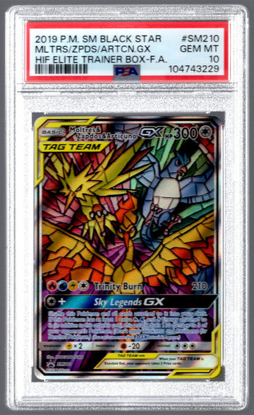2019 Pokemon Moltres & Zapdos & Articuno GX ETB Promo #SM210 PSA 10
