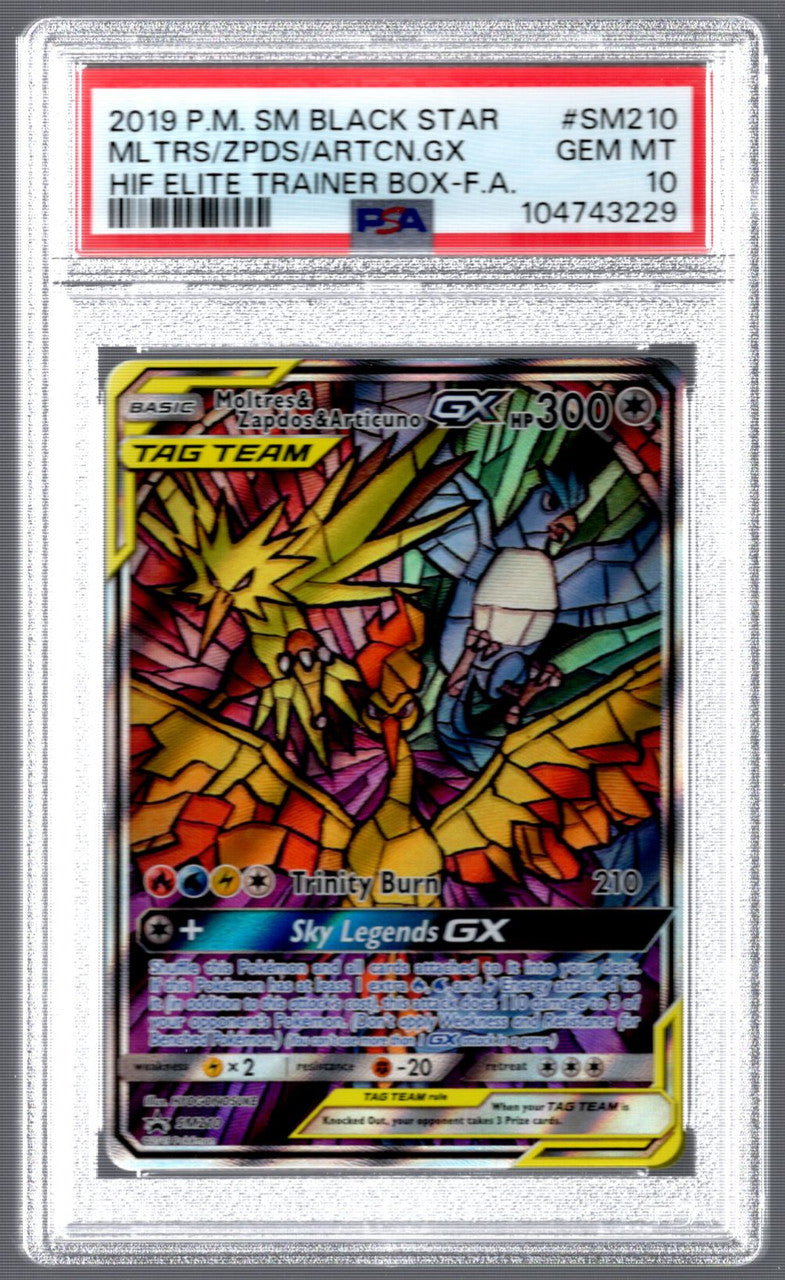 2019 Pokemon Moltres & Zapdos & Articuno GX ETB Promo #SM210 PSA 10