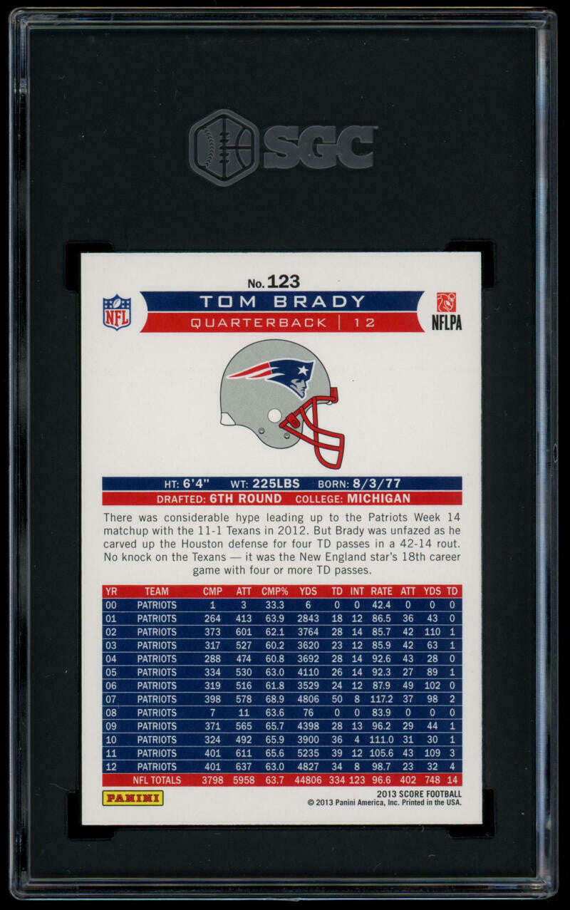 2013 Panini Score Tom Brady Artist Proof /32 #123 SGC 9.5 MT+