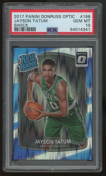 2017-18 Panini Donruss Optic Jayson Tatum RC Rated Rookie Shock #198 PSA 10