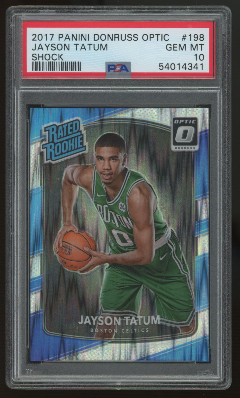 2017-18 Panini Donruss Optic Jayson Tatum RC Rated Rookie Shock #198 PSA 10