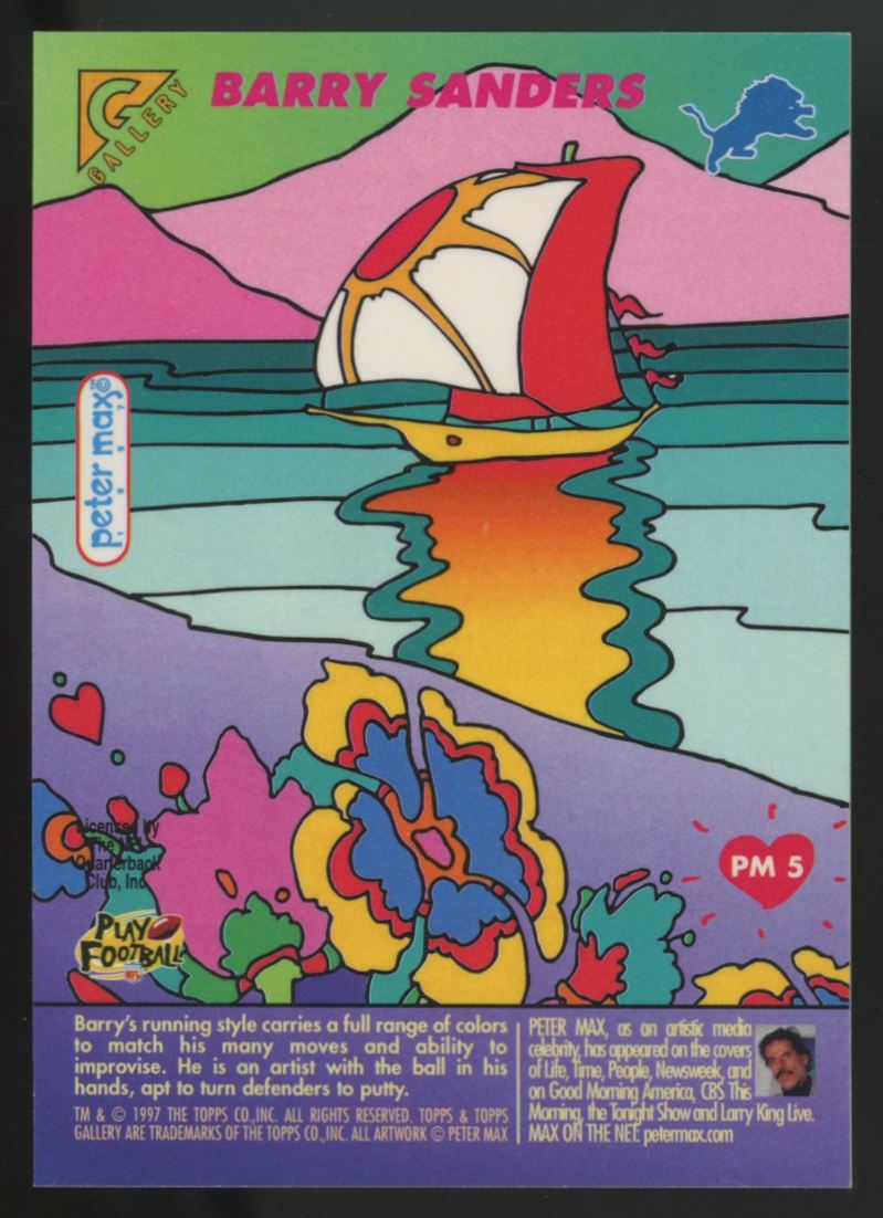 1997 Topps Gallery Barry Sanders Peter Max Serigraphs #PM5
