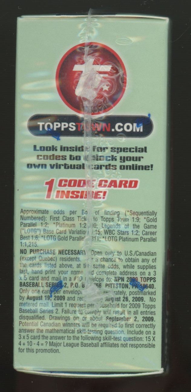 2009 Topps Baseball Series 2 Cereal Box Factory Sealed