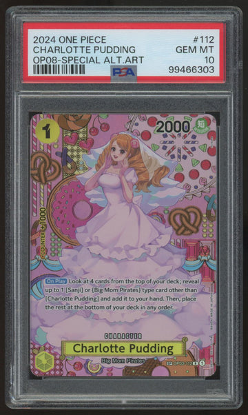 2024 One Piece Charlotte Pudding Special Alt Art #OP03-112 PSA 10