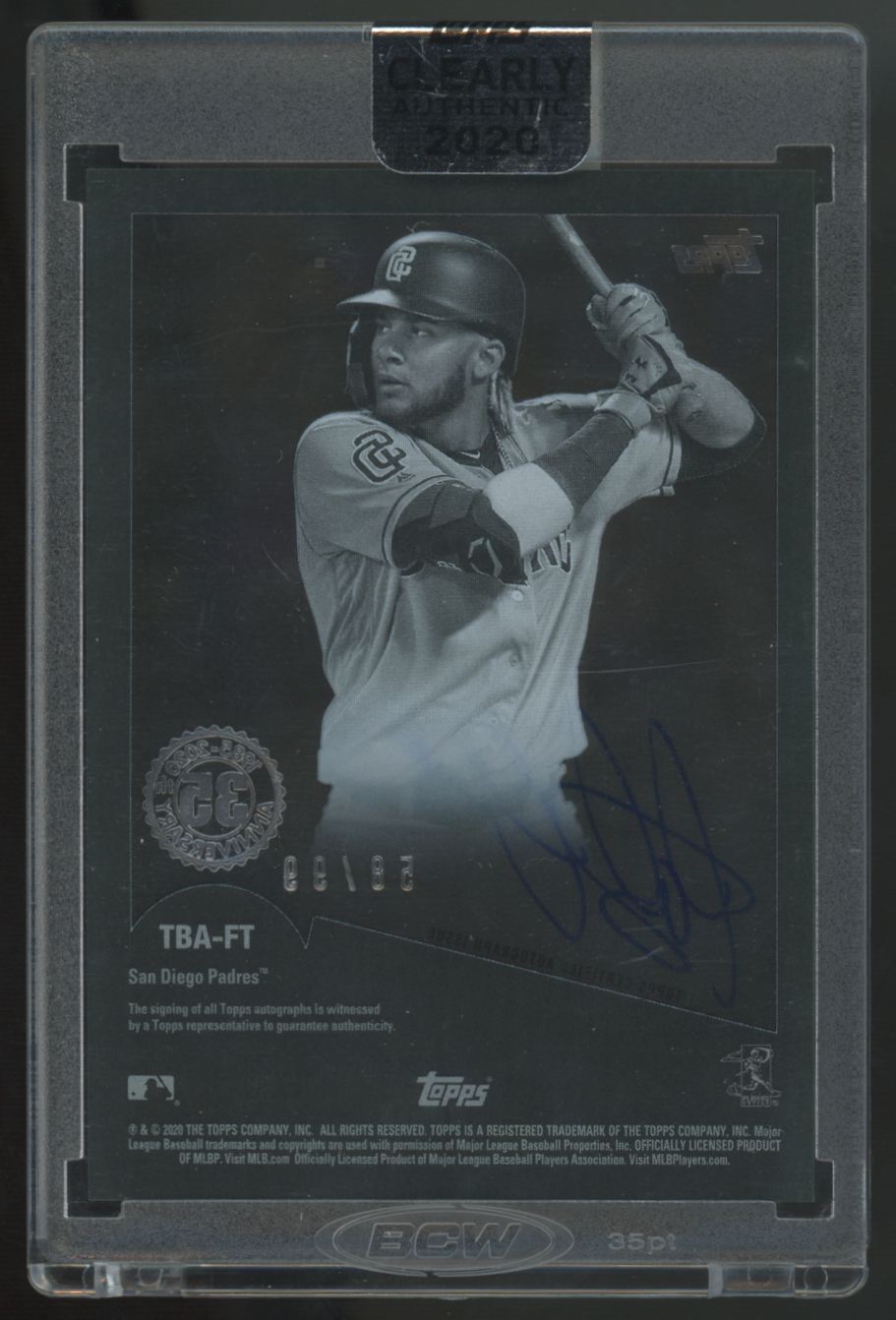 2020 Topps Clearly Authentic Fernando Tatis Jr. Green 1985 Auto /99 #TBA-FT