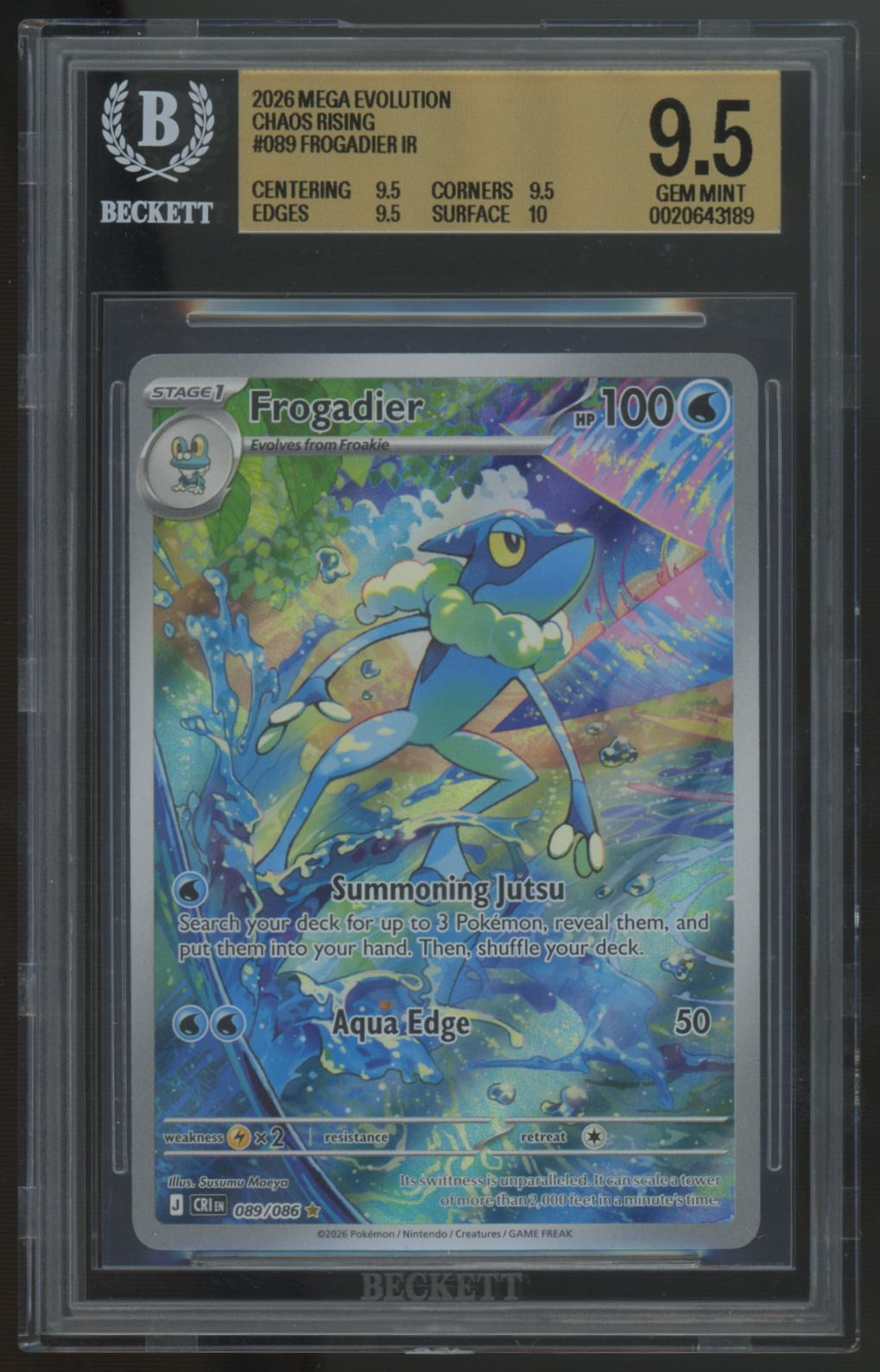 2026 Pokemon Frogadier Chaos Rising Illustration Rare #89 BGS 9.5