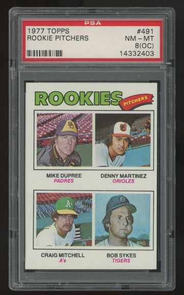 1977 Topps Dupree/Martinez/Mitchell/Sykes RC Rookie Pitchers #491 PSA 8 (OC)
