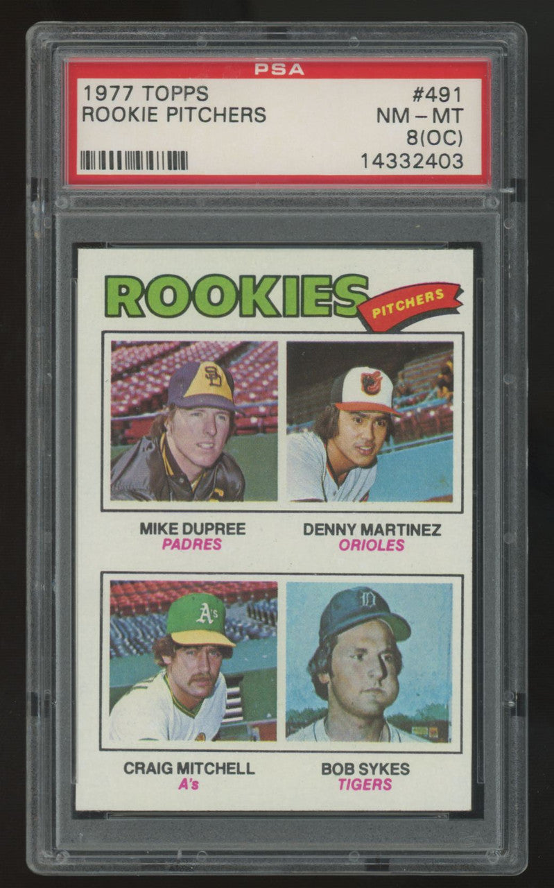 1977 Topps Dupree/Martinez/Mitchell/Sykes RC Rookie Pitchers #491 PSA 8 (OC)