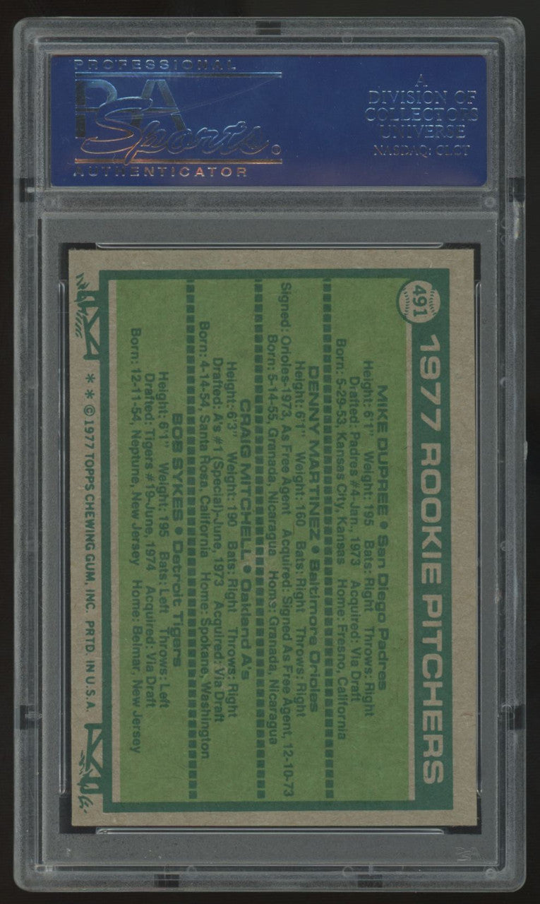 1977 Topps Dupree/Martinez/Mitchell/Sykes RC Rookie Pitchers #491 PSA 8 (OC)
