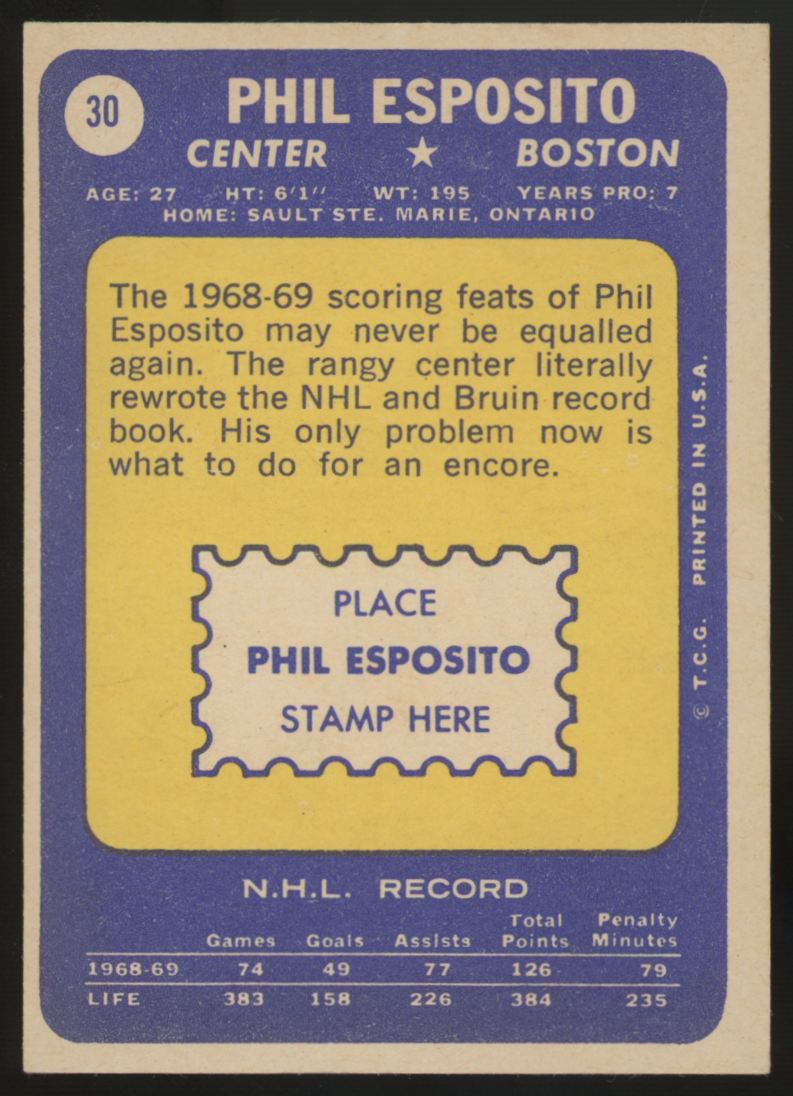 1969-70 Topps Phil Esposito #30 G/VG